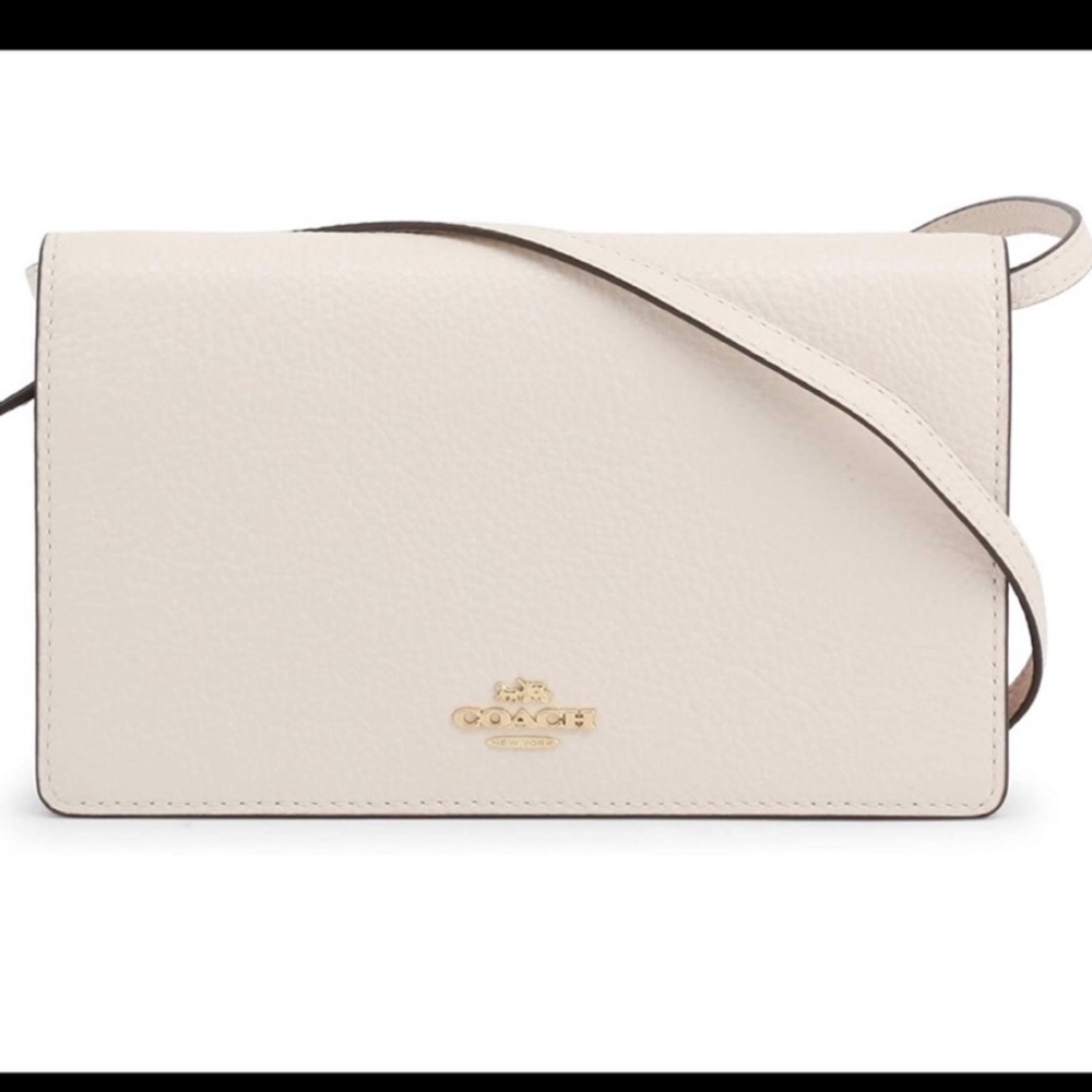 NWOT White Coach envelope crossbody wallet bag with gold hardware